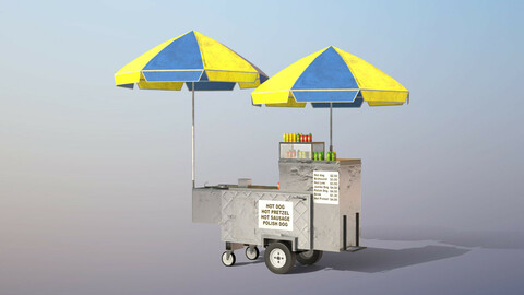 Hot-Dog Cart Low-poly PBR 3D model