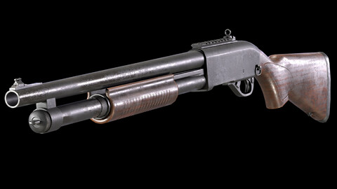 Remington 870 Shotgun PBR Low-poly 3D model