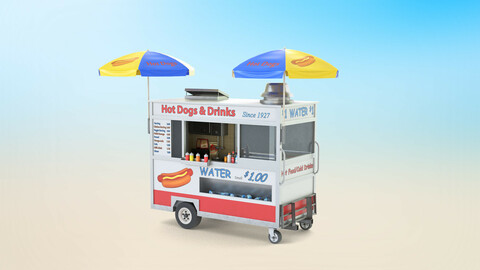 Food Cart PBR Low-poly 3D model