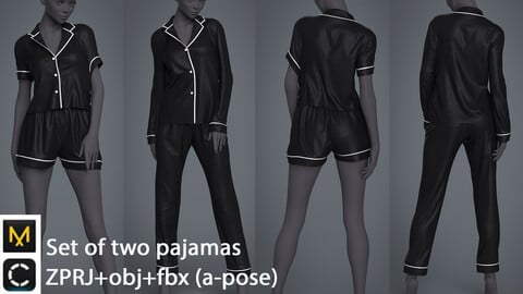 Set of two pajamas / clo3d / marvelous designer