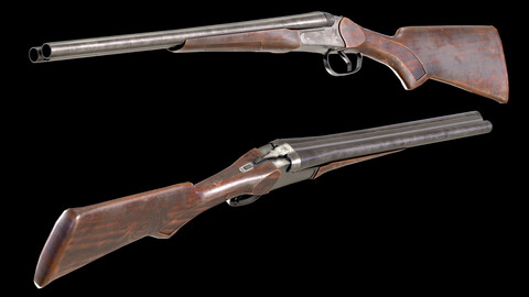 Double Barreled Remington Shotgun PBR Low-poly 3D model