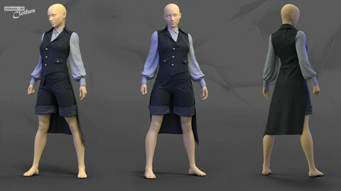 Female Casual Uniform 02 - 77 Marvelous Designer and Clo3D