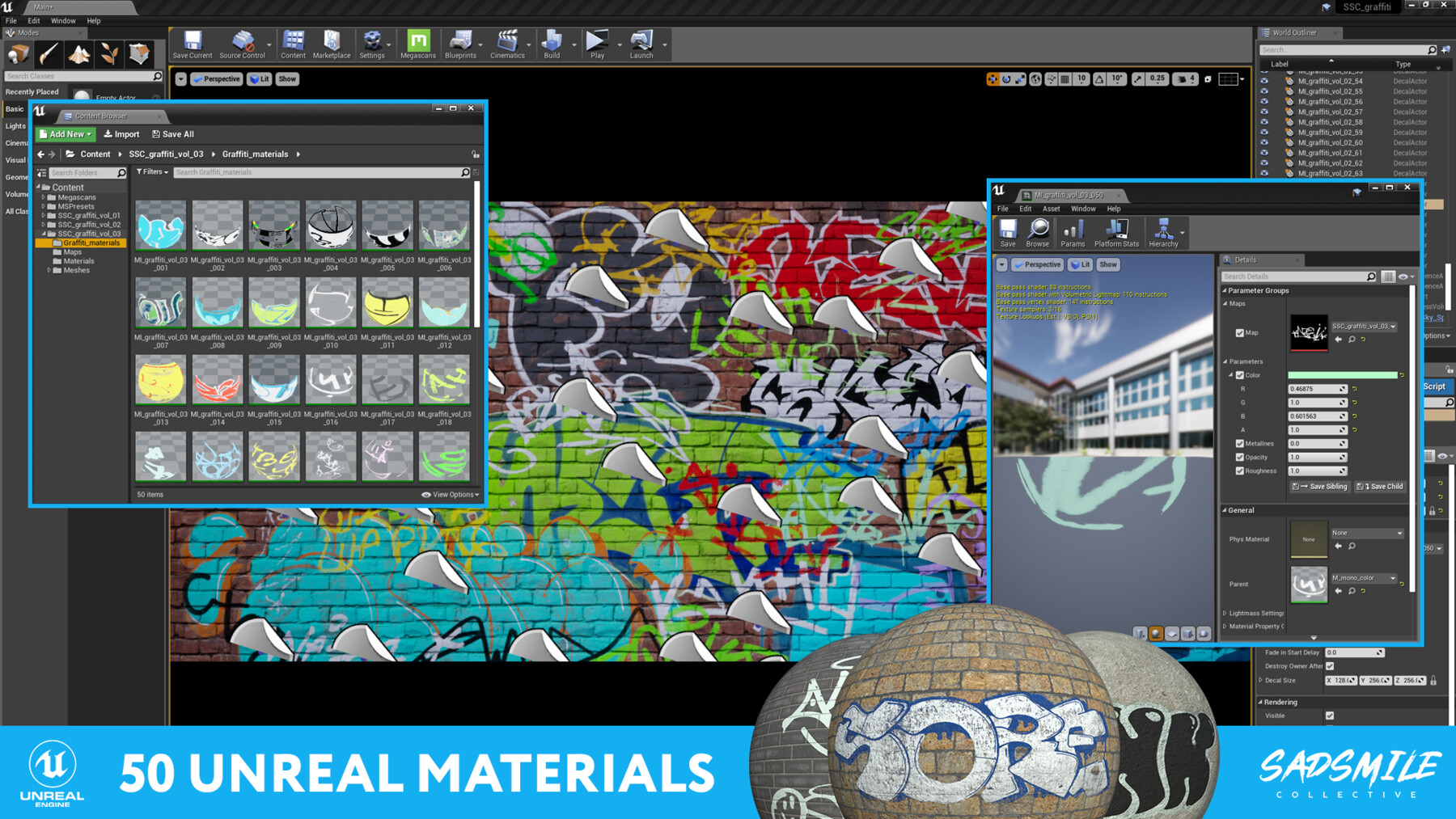 ArtStation 50 Graffiti Decals Vol.3 + Substance Painter Material