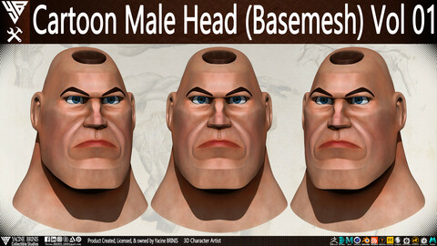 Cartoon Male Head (Basemesh) Vol 01