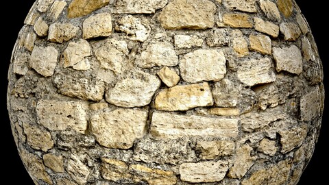 Scanned PBR stone wall 4k metal roughness texture