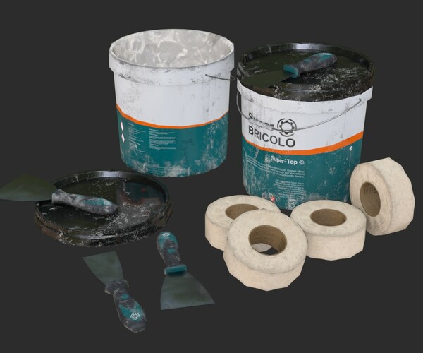 ArtStation Top Coat Bucket and Tools Game Assets