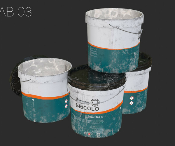 ArtStation Top Coat Bucket and Tools Game Assets