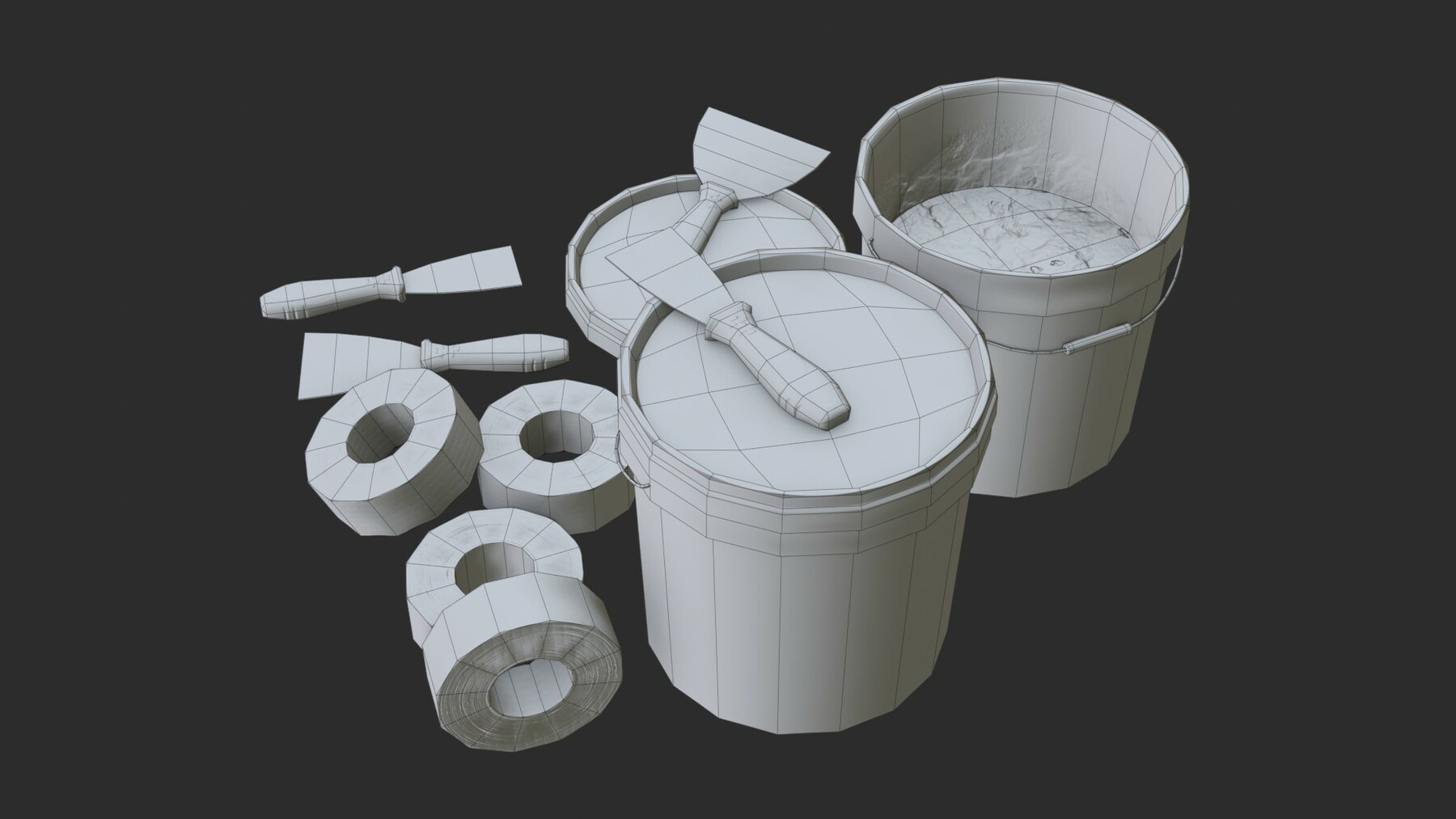 ArtStation Top Coat Bucket and Tools Game Assets