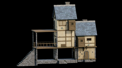fantasy Stylized Medieval House b1
