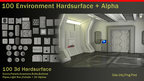 100 Scifi Interior Environment Parts + Alphas Vol 1