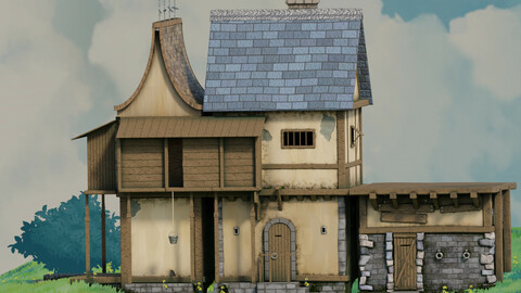 fantasy Stylized Medieval House b8