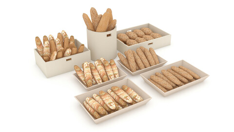 3d bread types 02 model