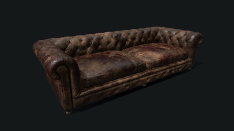 Old Dirty Chesterfield Sofa - Game Ready Asset