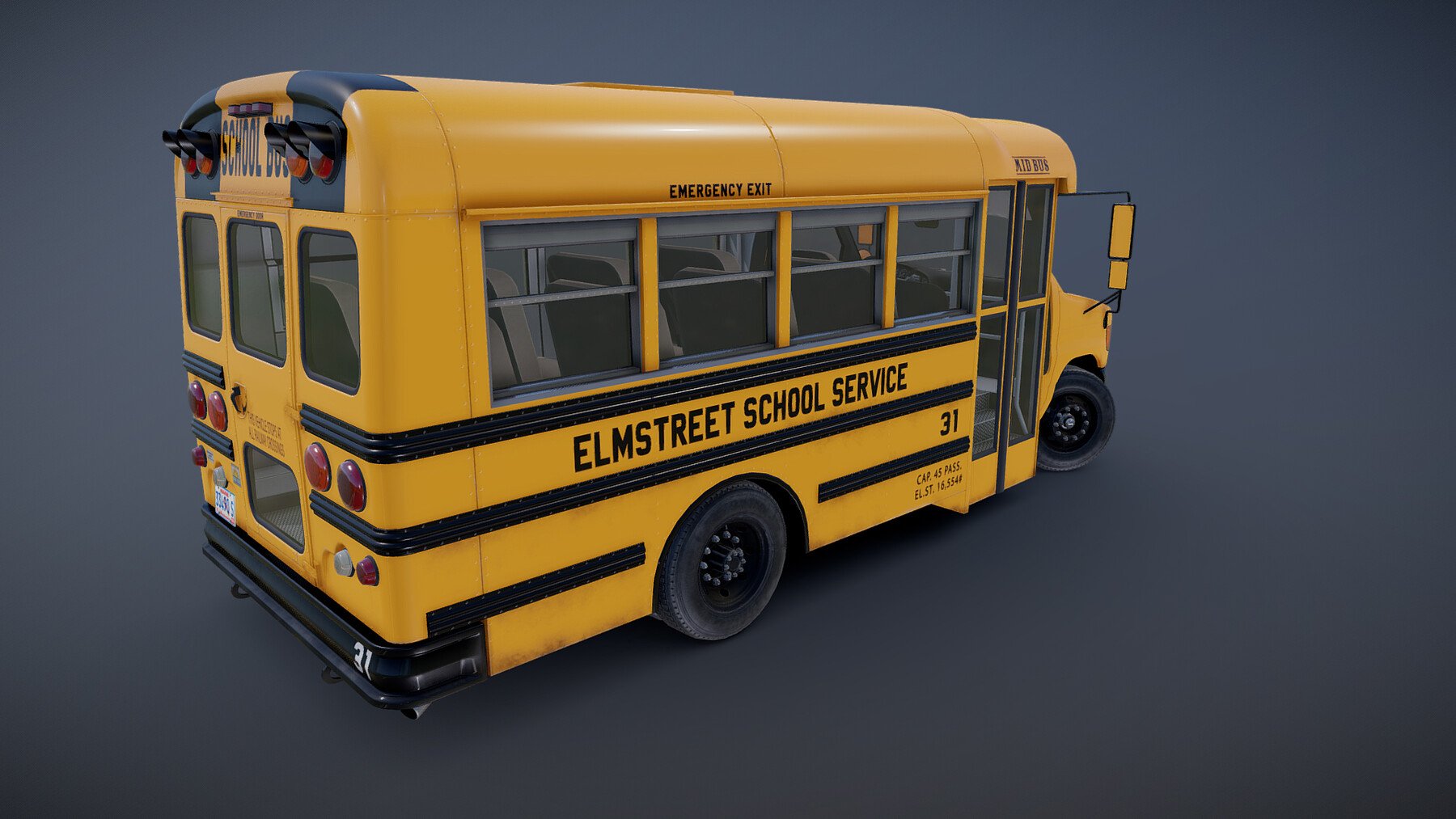 ArtStation - American school mid bus | Game Assets