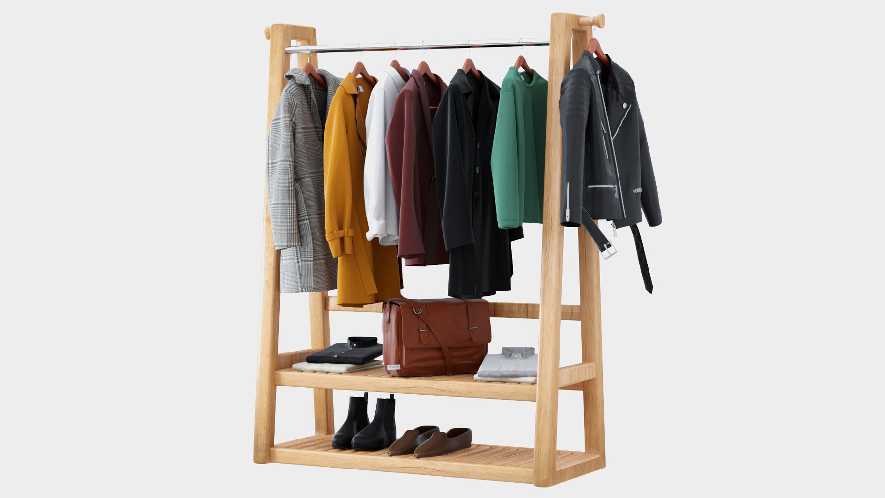 Wooden coat hanger For clothes Black 3D model