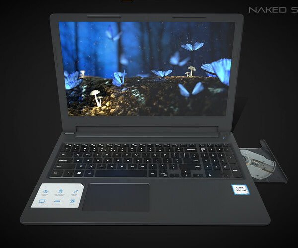 ArtStation Laptop with optical drive Computer low poly Game Assets