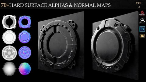 70+HARD SURFACE ALPHAS & NORMAL MAPS-VOL 3