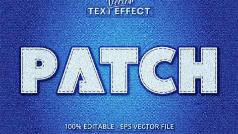 Patch text, realistic denim style editable text effect