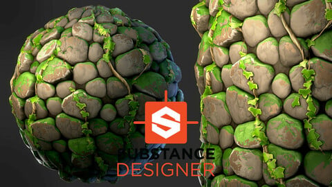 Stylized Stones with Ivy - Substance Designer