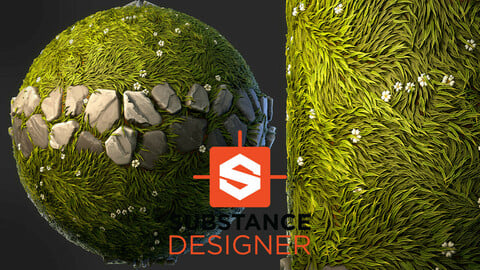 Stylized Grass with Stones - Substance Designer