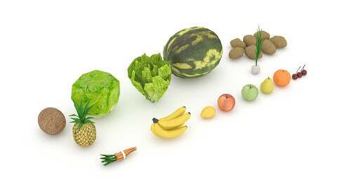 3D mixed fruit and vegetable varieties model