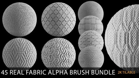 real fabric alpha brush bundle (2k tiff 16 bit tilable)