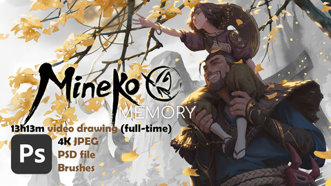 Mineko: memory - full video 13h13M (real time, full HD 60fps) - 4k image - PSD - Brushes