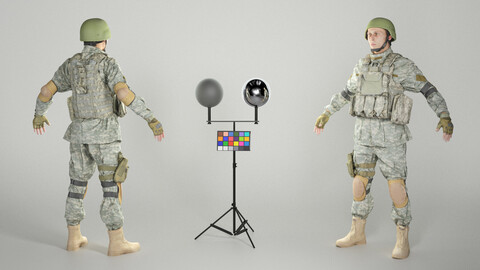 Equipped American soldier ready for animation 340