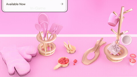 5 Piece Pink & Gold Kitchen Clutter Set OBJ's