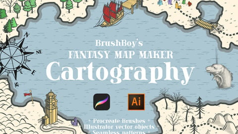 Procreate Cartography - Fantasy World Map Maker Brushes - Illustrator Vector Files