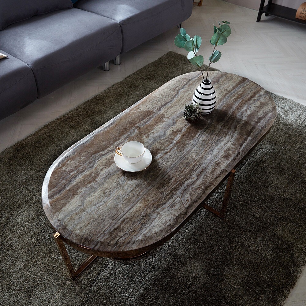 ArtStation Tower Natural Marble Rose Gold Sofa Living Room Table 1300 Resources