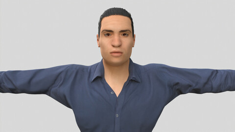 Man Low Poly in Blue Shirt Rigged