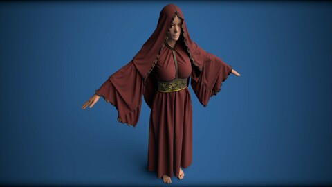 Hooded cape with color variations