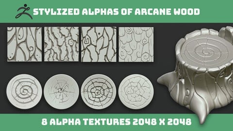 Stylized Arcane Wood Alpha Pack | Alpha Textures
