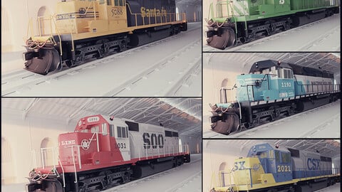 Locomotive Diesel/Electric EMD SD40-2 Realistic Low-poly 3D model