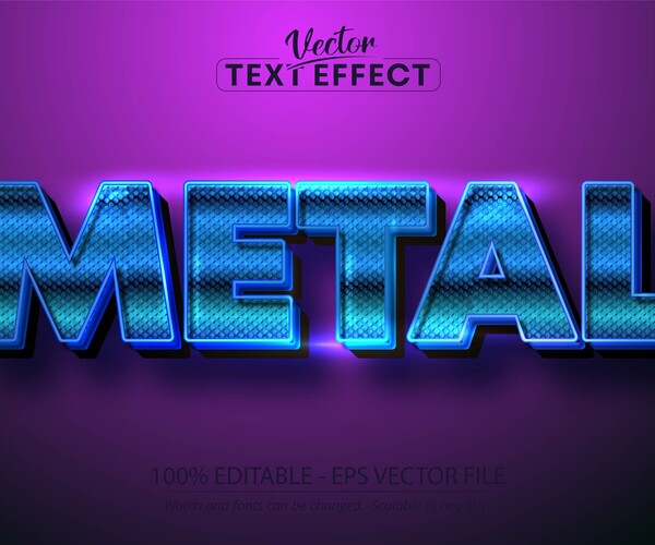 ArtStation - Metallic blue color text effect, shiny metallic alphabet ...