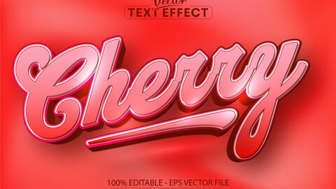 Cherry text, red color style editable text effect