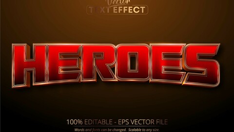 Heroes text, luxury gold editable text effect