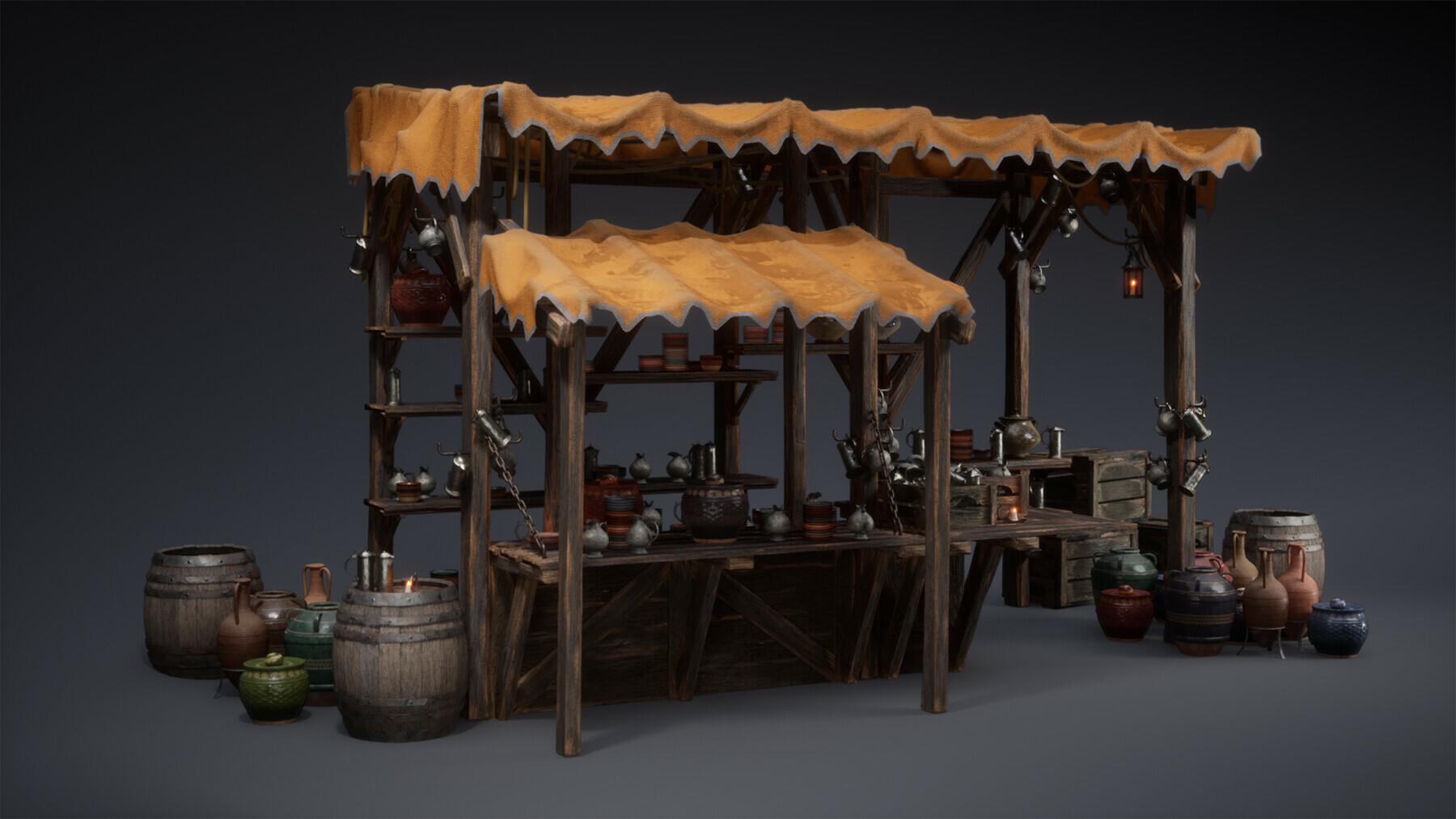 ArtStation - EXE Medieval Shop - Pottery Stand 5 | Game Assets