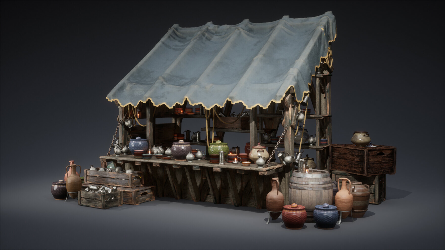 ArtStation - EXE Medieval Shop - Pottery Stand 4 | Game Assets