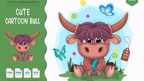 Cute cartoon bull.