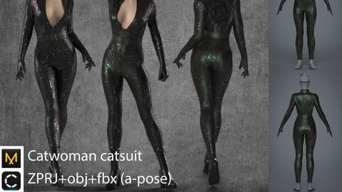 Catwoman catsuit | clo3d | marvelous designer