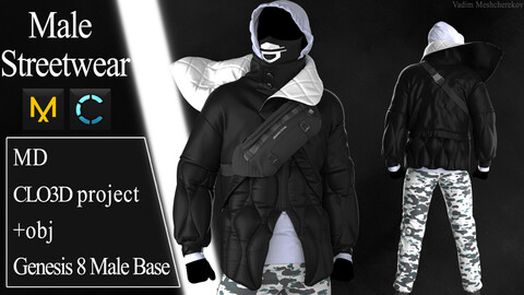 Male Streetwear №6. Marvelous Designer / Clo 3D project +obj