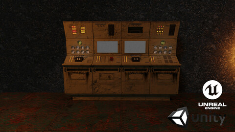 Main power plant control panel Game-Ready 3D model