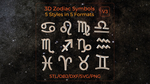 3D Zodiac Symbols. Volume3.