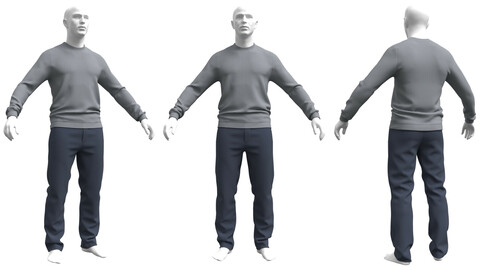 Basic Pants and Sweater (Marvelous Designer / Clo 3D project)