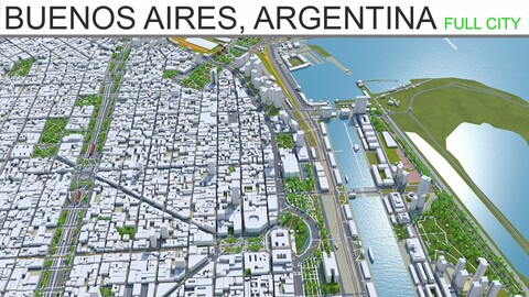 Buenos Aires city Argentina 3d model 100km