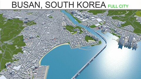 Busan city South Korea 3d model 80km