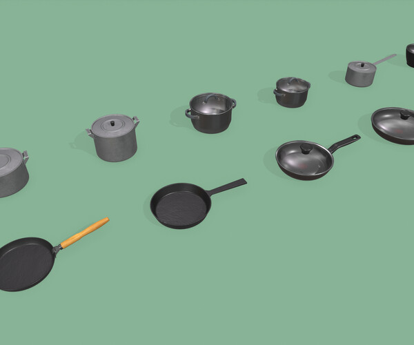 ArtStation Kitchen Pots and Pans Game Assets
