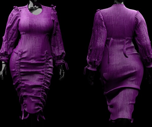 ArtStation .Purple Knitwear Dress. Clo3d, Marvelous Designer Game